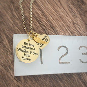 memorial necklace on ruler to show size
