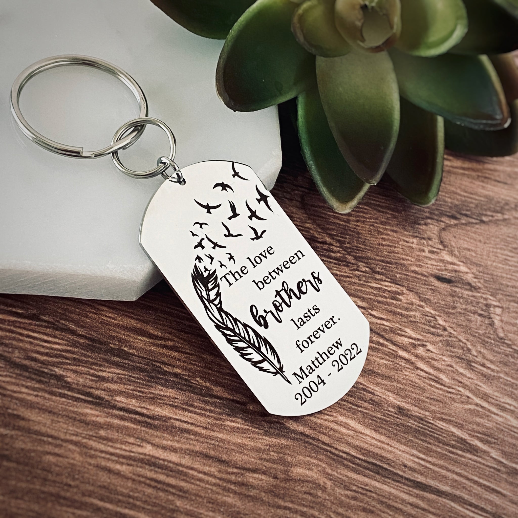 One Year Anniversary Dogtag Keychain for Men