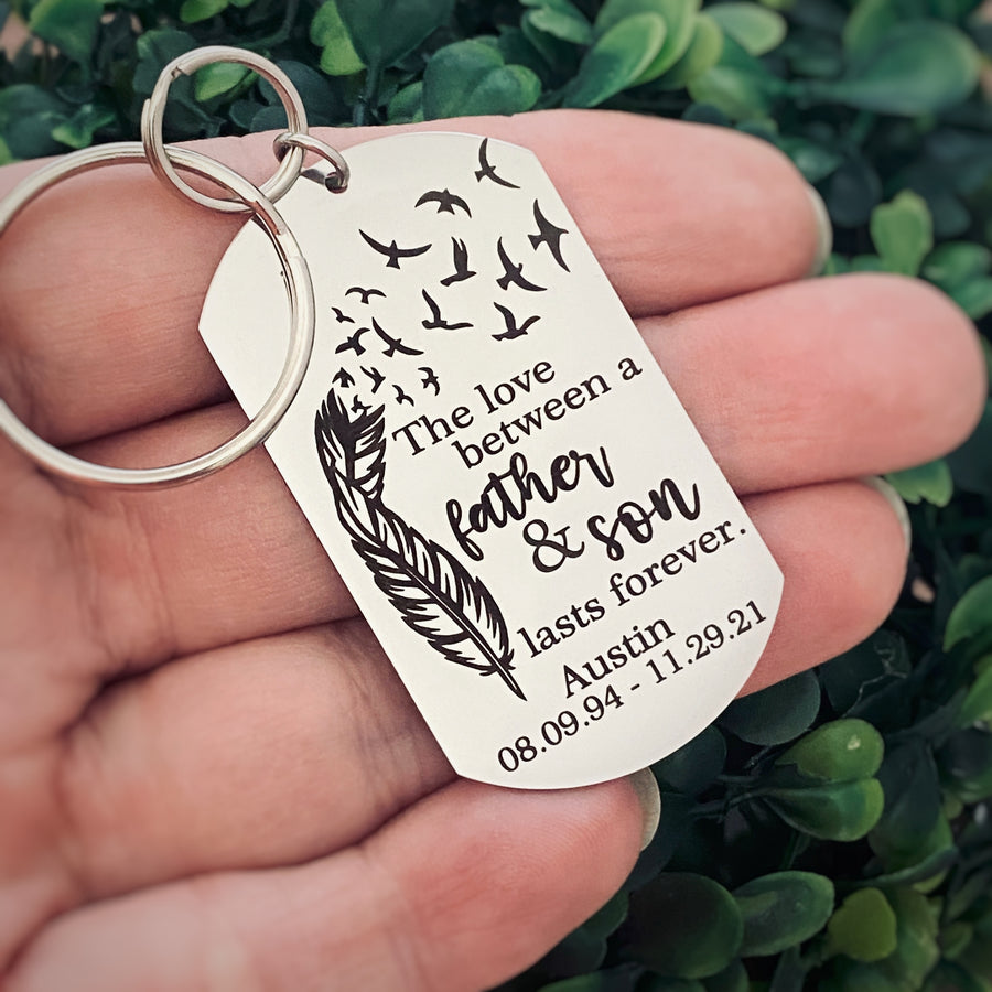 Bereavement  keychain on womans hand to show size