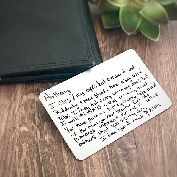 Wallet Card Message Custom Handwritten Wallet Card Insert – Stamps of Love, LLC