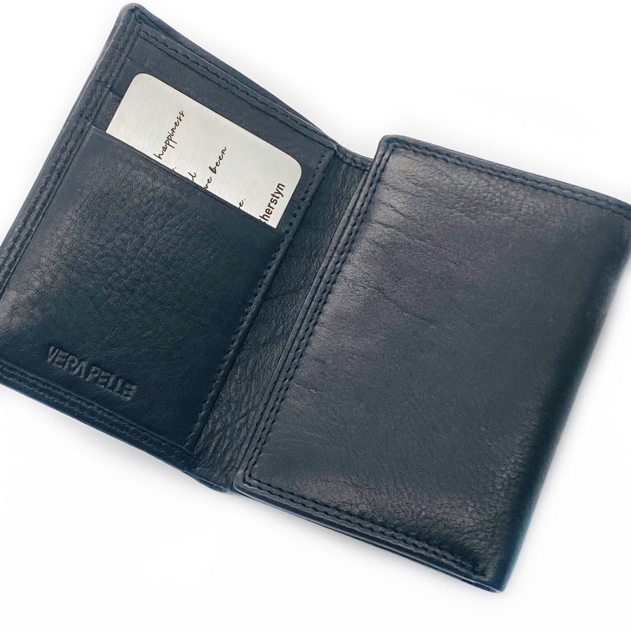 Wallet card inserted in black wallet