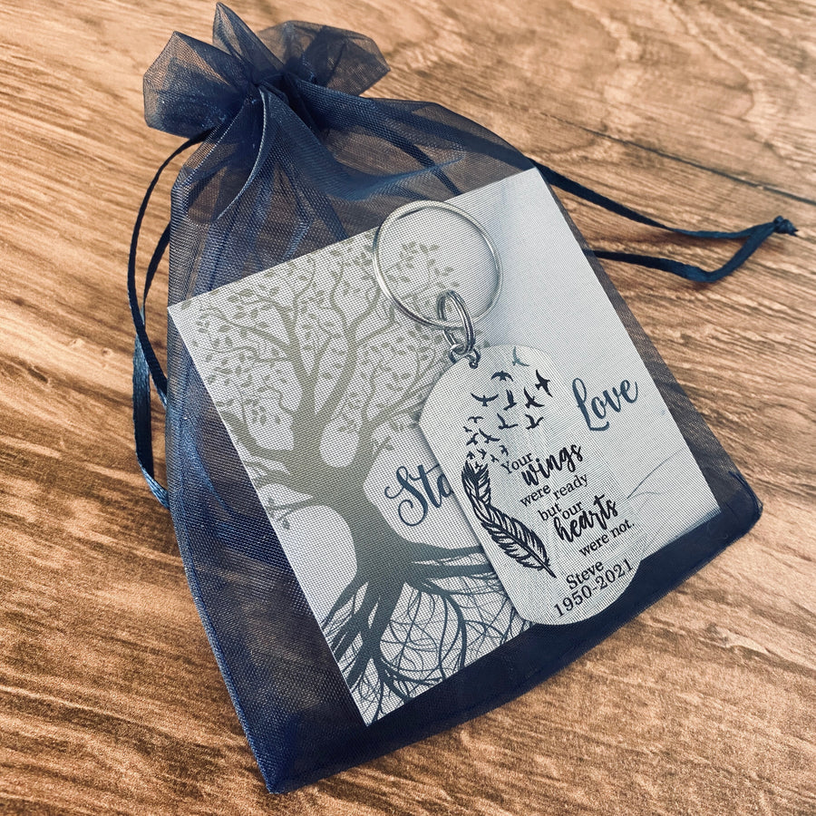 blue organza gift bag