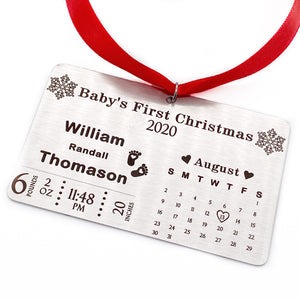 Baby's First Christmas Personalized Birth Stat Ornament
