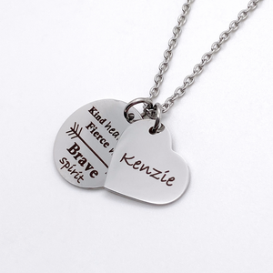 Silver Arrow Inspiration Necklace Kind Heart. Fierce Mind. Brave
