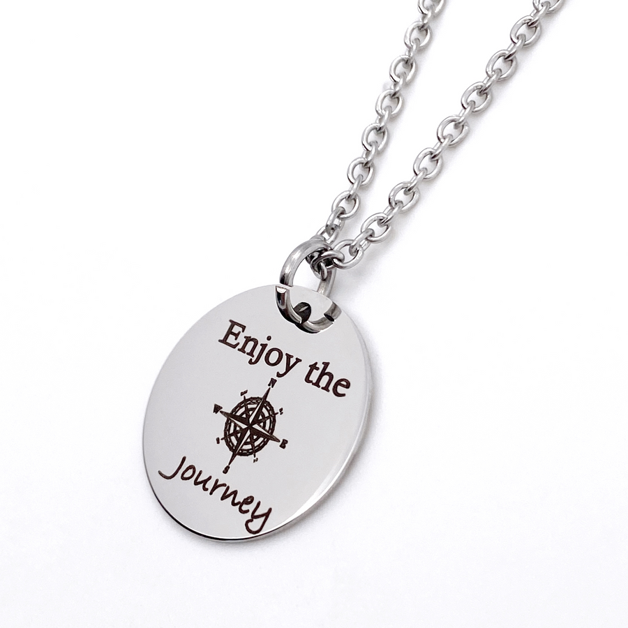 Silver Compass Inspirational Necklace "Enjoy the Journey"