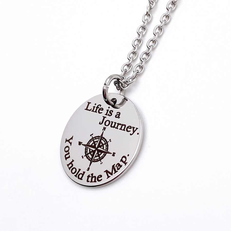 "Life is a Journey. You hold the Map" Compass Necklace