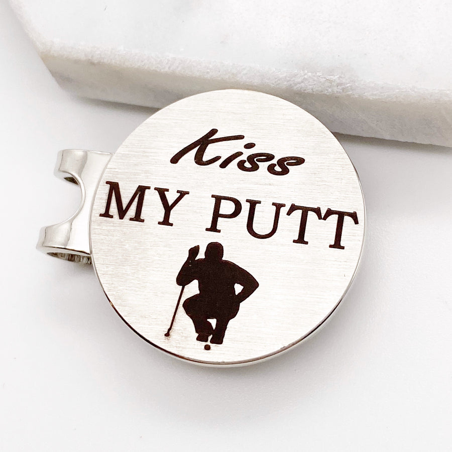  Kiss my Putt personalized unique golf ball marker with magnetic hat clip gift for men