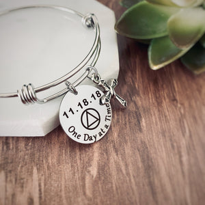 One Day at A Time Sobriety Charm Bracelet